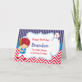 Carte Baseball Cute Brown Cheveux garçon fête d'annivers