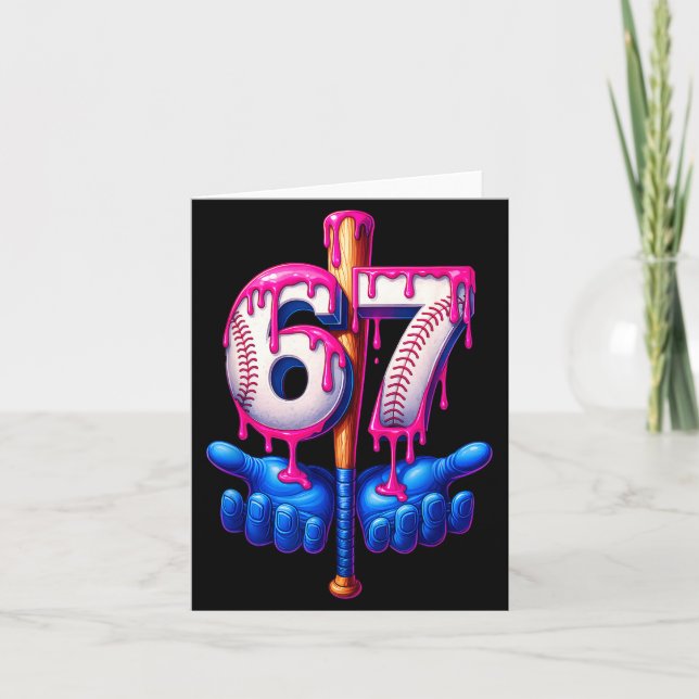 Carte Baseball Drip 6 7 Number 67 Six Seven Meme Mens Bo (Devant)