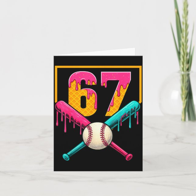 Carte Baseball Ice Cream Drip Number 67 Player 67th Birt (Devant)