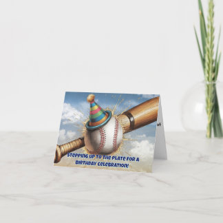 Carte baseball portant le casquette d'anniversaire devan