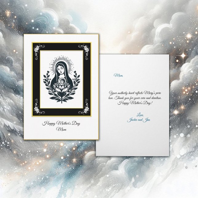 Carte Basique Vierge Noire Marie Fête des Mères (Créateur téléchargé)