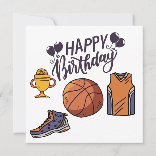 Carte Basket avec Joyeux anniversaire sur arrière - plan (Devant)