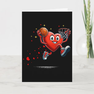 Carte Basket-ball de la Saint-Valentin avec dunking en f