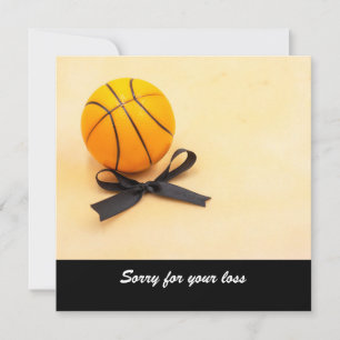 Carte Basket-ball désolé pour votre perte avec un ruban 