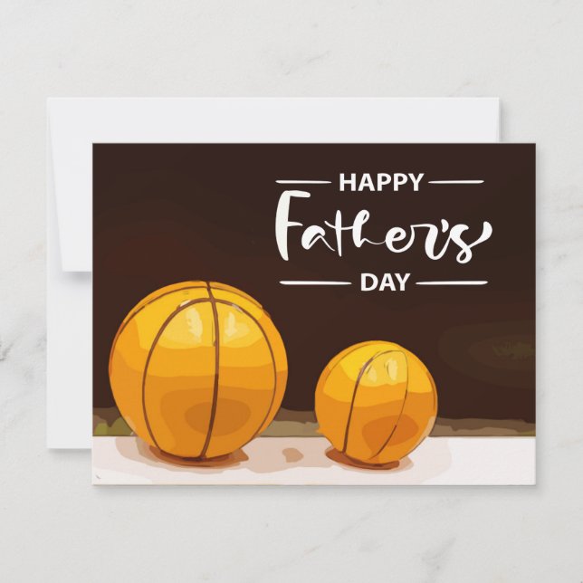 Carte Basket-ball Fête des Pères avec gros ballon et pet (Devant)