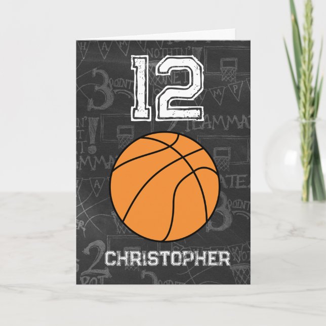 Carte Basket-ball personnalisé 12e anniversaire (Devant)