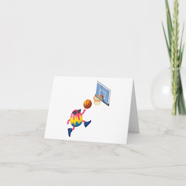 Carte Basket-ball player Easter Egg Funny Sports Boys Ki (Devant)