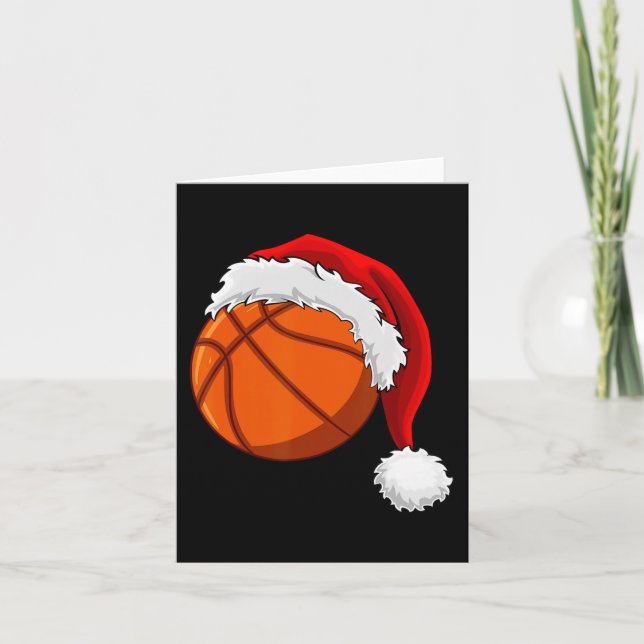 Carte Basket de Noël Ball Santa Hat Hommes garçons Sport (Devant)