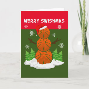 Carte Basket de Noël MERRY SWISHMAS avec chapeau de Père