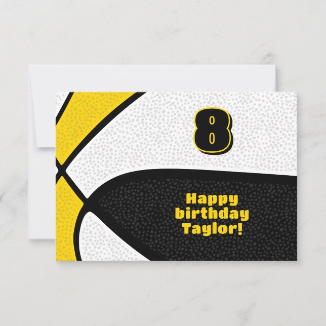 Carte basket heureux anniversaire noir or équipe couleur (Devant)