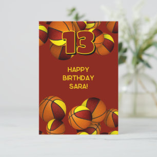 Carte basket joyeux anniversaire marron or de l'équipe c