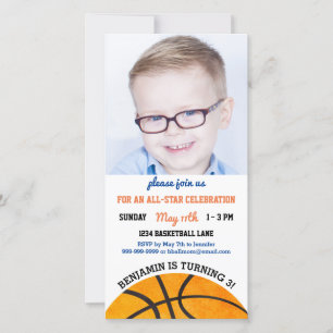 Carte Basketball Anniversaire Soirée sportive Photo Invi