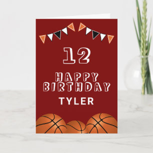 Carte Basketball Ball et drapeaux Anniversaire de enfant