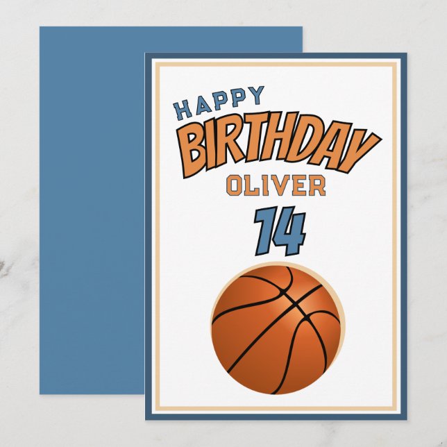 Carte Basketball Ball Joyeux Anniversaire Sports (Devant / Derrière)