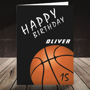 Carte Basketball Ball Sports Black Boys Joyeux anniversa