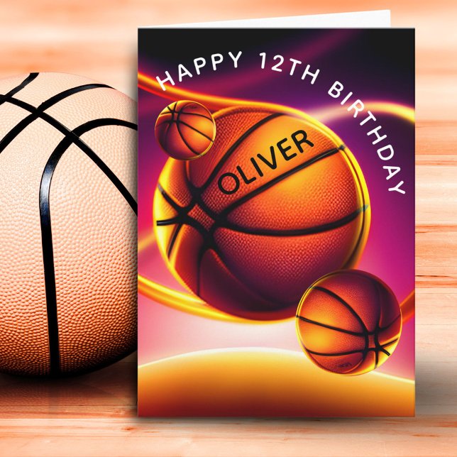 Carte Basketball Ball Sports Joyeux anniversaire (Créateur téléchargé)