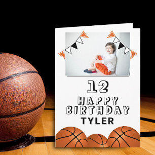 Carte Basketball Ballons drapeaux Enfants Photo Annivers