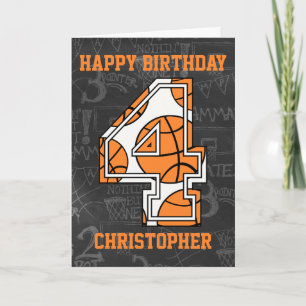 Carte Basketball Chalkboard 4e anniversaire