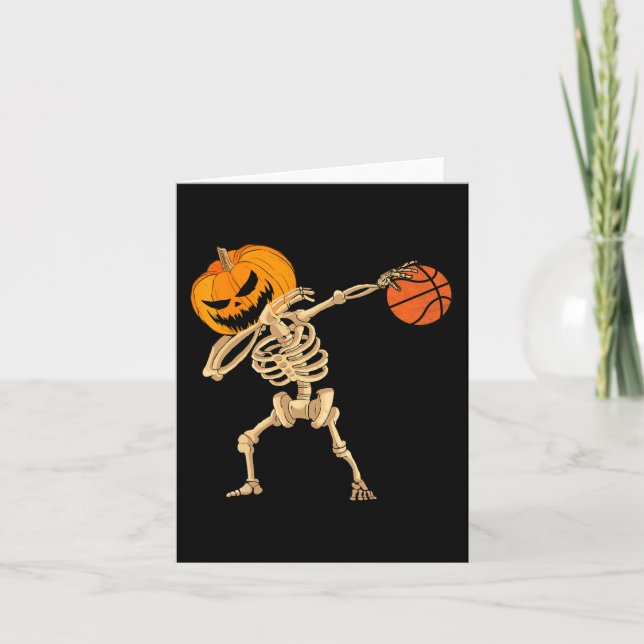 Carte Basketball Dabbing Skeleton Hommes garçons Hallowe (Devant)