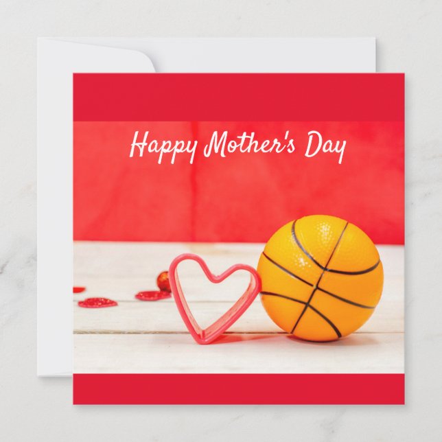 Carte Basketball Fête des mères à maman avec amour coeur (Devant)