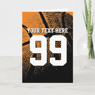 Carte Basketball greeting card with sports jersey number