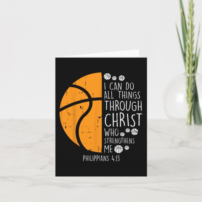 Carte Basketball je peux faire des choses Bible Verse Di (Devant)