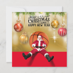 Carte Basketball Père Noël Joyeux Noël Nouvel An