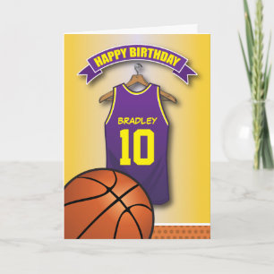Carte Basketball Purple Jersey Sports Personnalisé Anniv