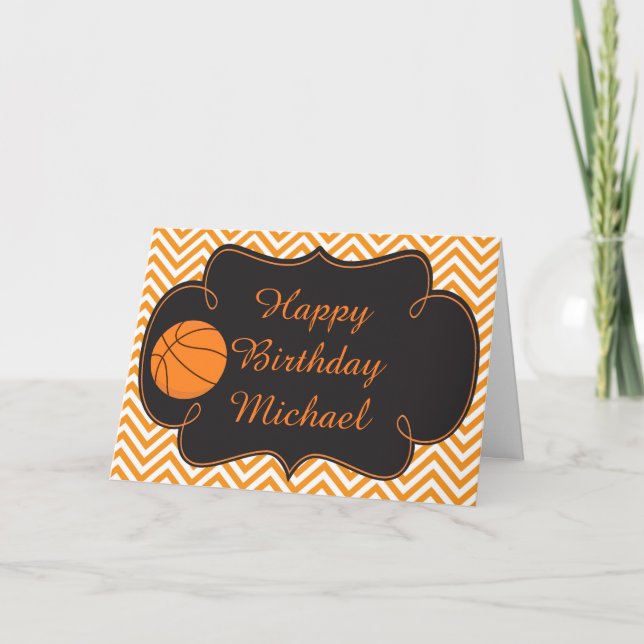 Carte Basketball Sports Orange Birthday  (Devant)