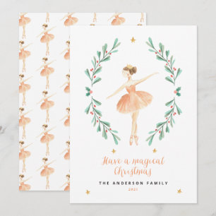 Carte Basse-noisette ballerine botanique joli Noël
