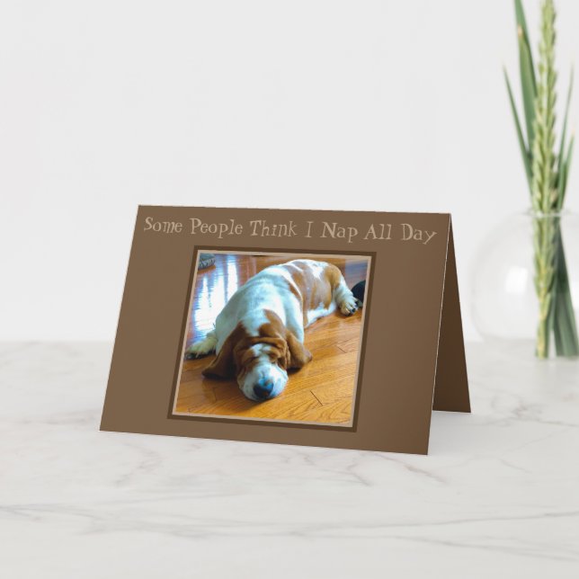 Carte Basset faisant une sieste sur "juste puisque" (Devant)