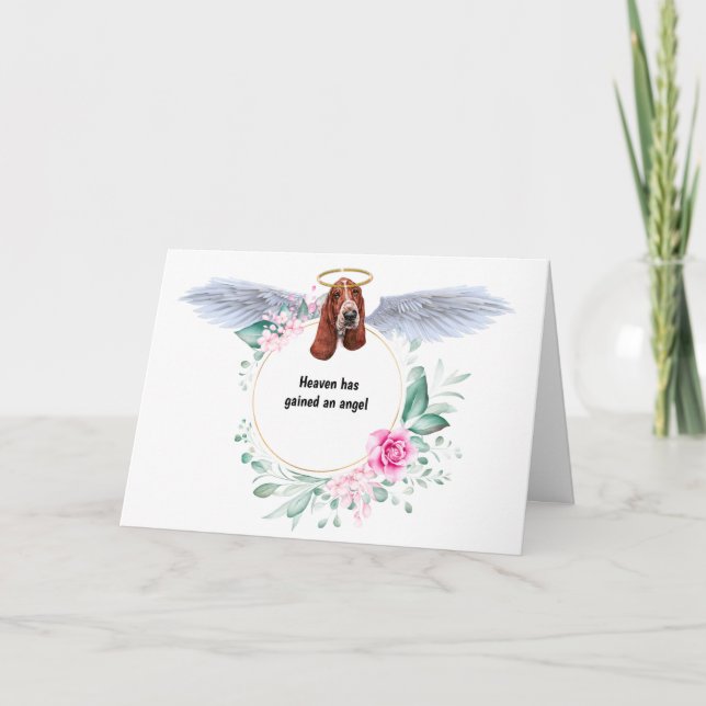 Carte Basset hound ange ailes sympathie couronne (Devant)