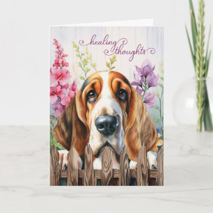 Carte Basset Hound Chien Jardin Gladiolus Se tirer bien