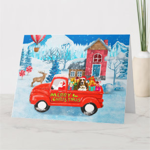 Carte Basset Hound Dog dans la livraison de Noël Camion 