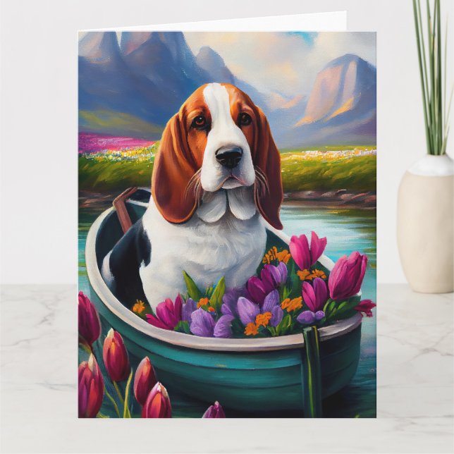Carte Basset Hound Dog sur une pagaie : une aventure Pit (Devant)