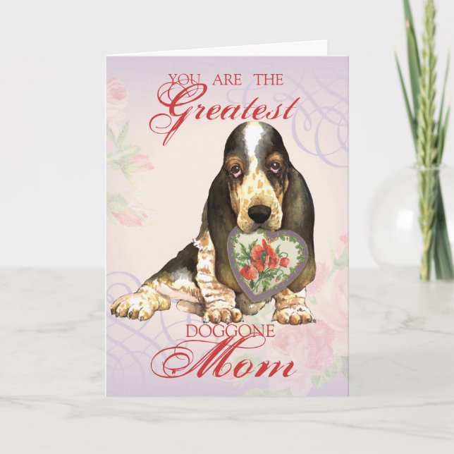 Carte Basset Hound Heart Maman (Devant)