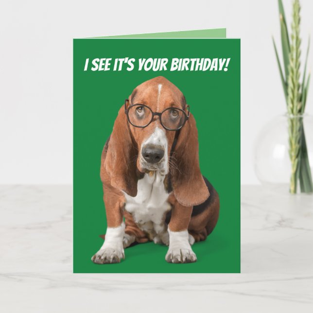 Carte Basset Hound Je vois que c'est ton anniversaire (Devant)