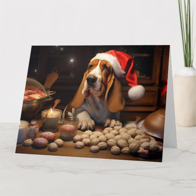 Carte Basset Hound Noël Cookies Festive Fête (Devant)