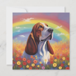 Carte Basset Hound Nom personnalisé Chien Rainbow Sympat
