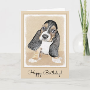 Carte Basset Hound Peinture Chiot - Art Chien original