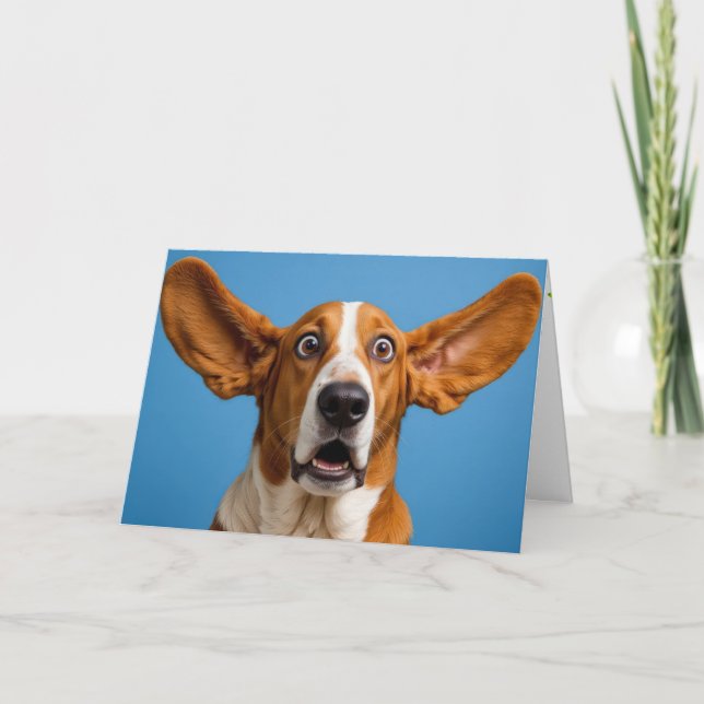 Carte Basset Hound Surpris Anniversaire (Devant)