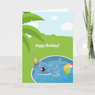 Carte Bassin de licorne dauphin Floatie Anniversaire Fél