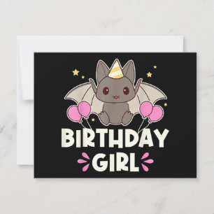 Carte Bat-chat fille d'anniversaire mignonne