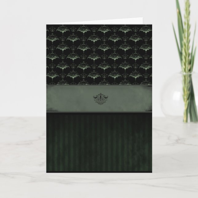 Carte Bat Damask - Dark Moss (Devant)