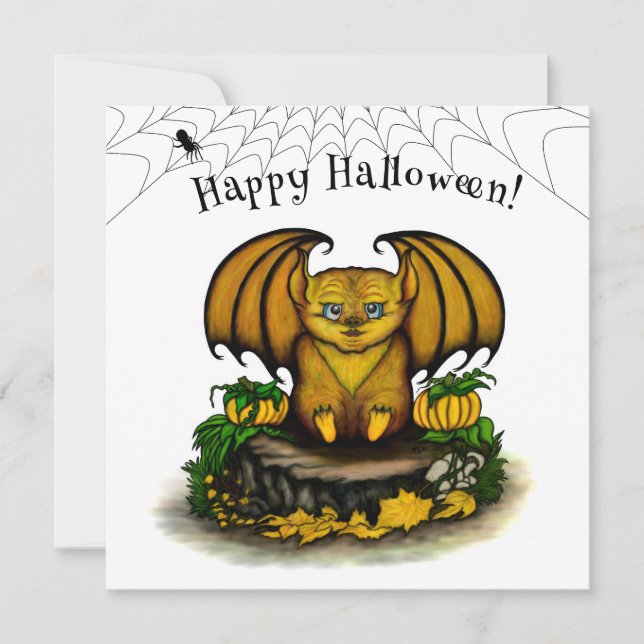 Carte Bat d'Halloween mignonne (Devant)