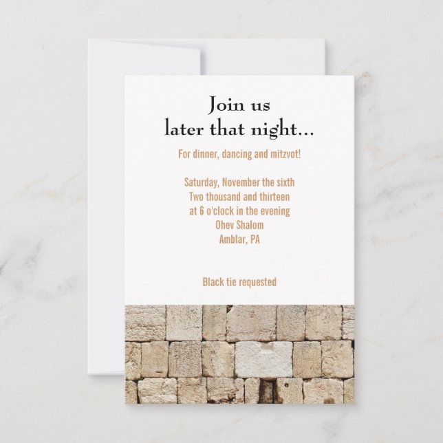 Carte Bat mitzvah de réception WALL Bar (Devant)