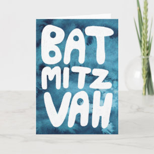 Carte BAT MITZVAH Personnalisable Félicitations Bleu Aqu