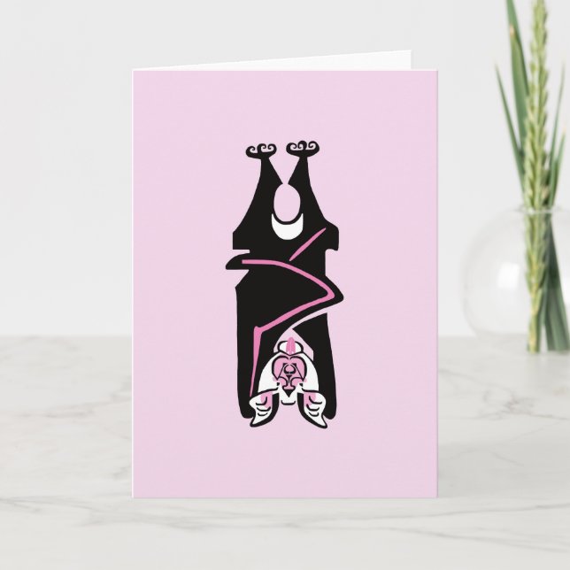 Carte BAT noir cool - Halloween - Faune - Rose (Devant)