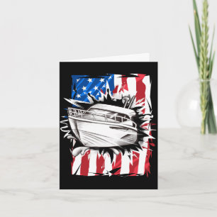 Carte Bateau à moteur patriotique 4 juillet hommes drape