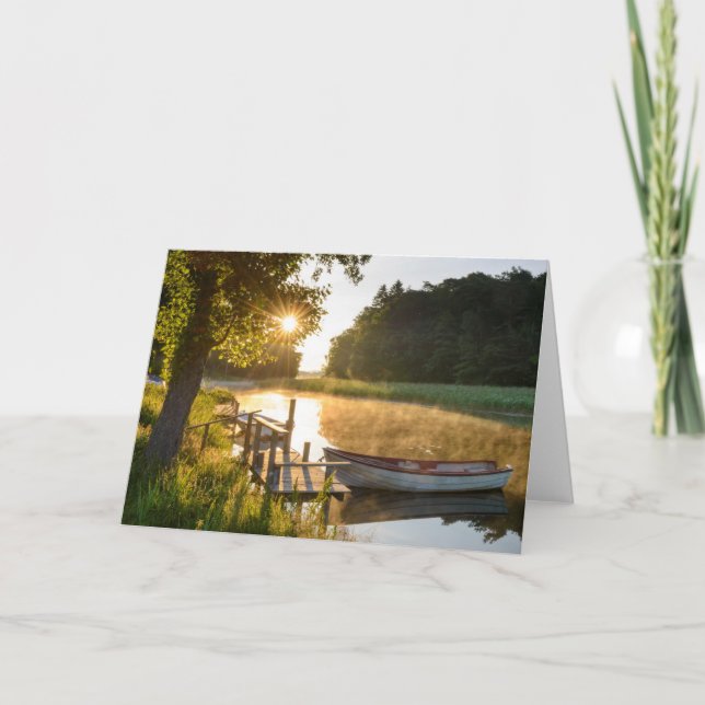 Carte Bateau à rames amarré au lac (Devant)